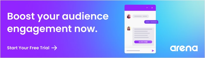 Arena Live Chat Free Trial. Boost your audience engagement now.