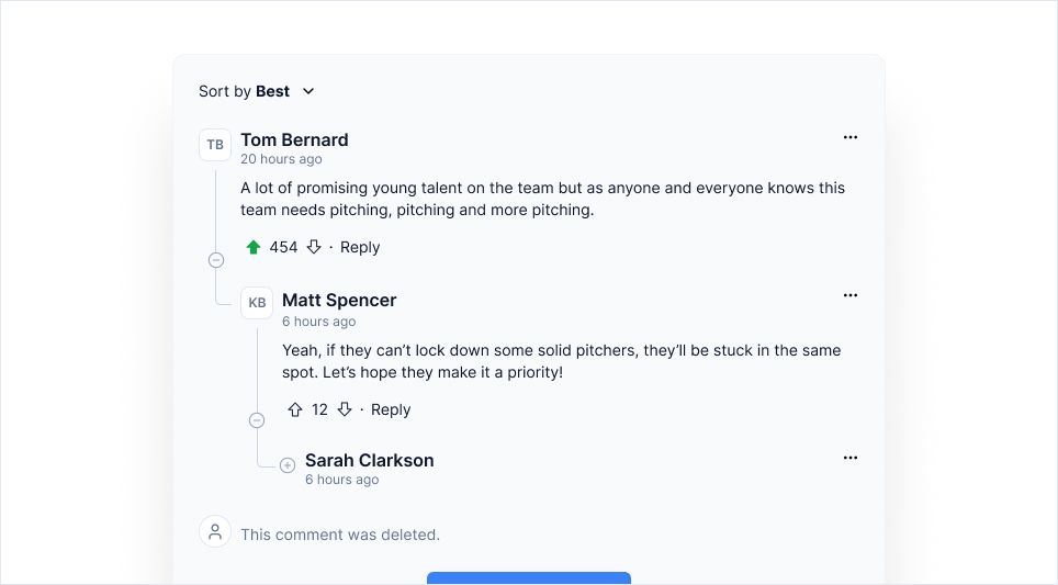 Real-time engagement on comment systems