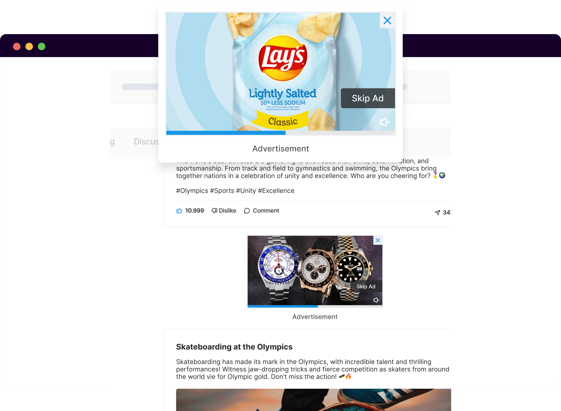 Example of Ads displayed on a page