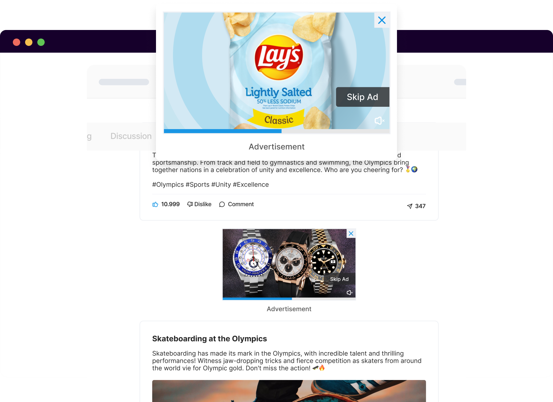 Example of Ads displayed on a page