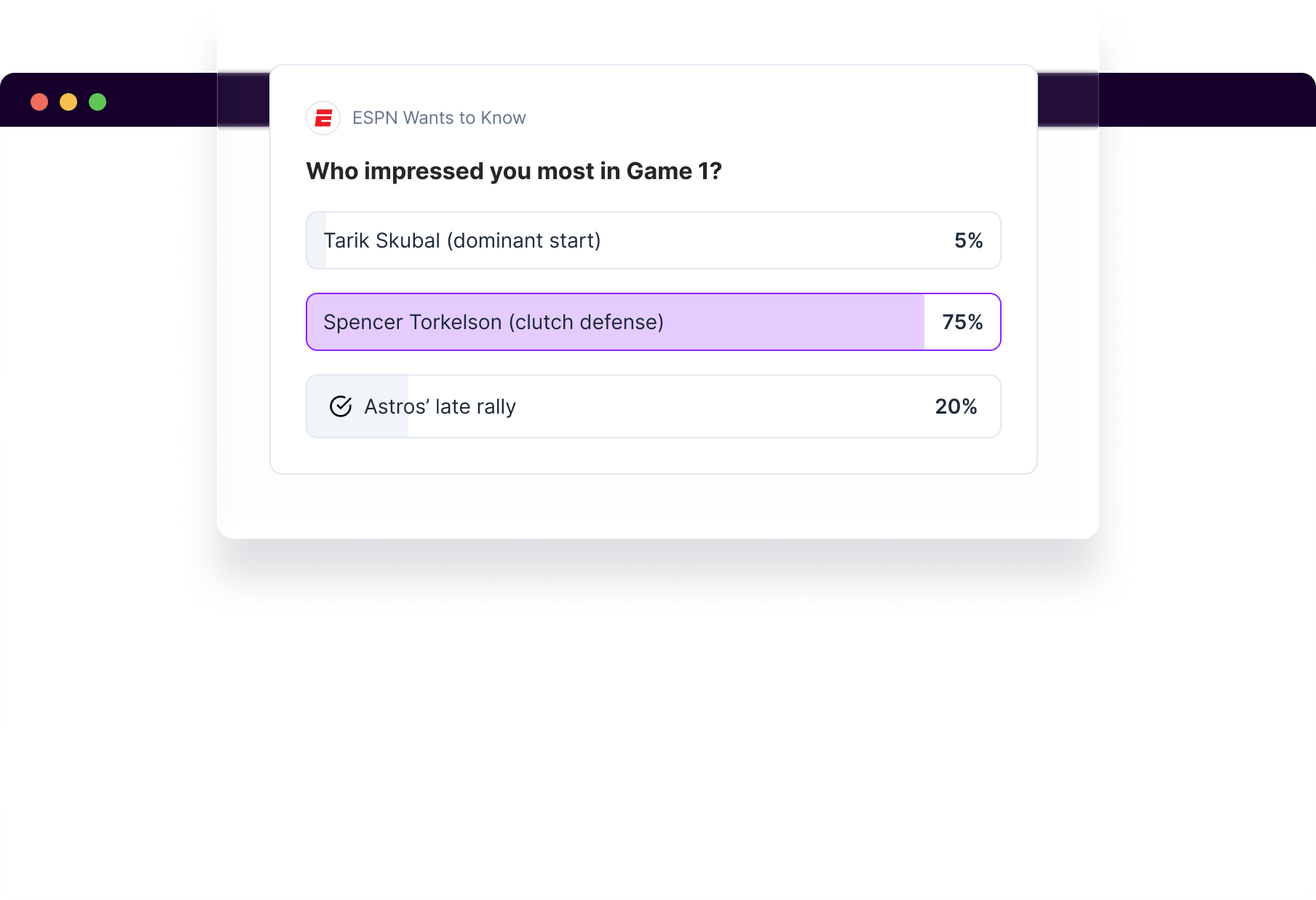 Example of Polls displayed on a page